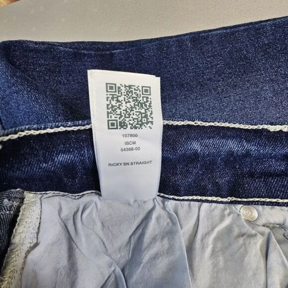 NWT True Religion Ricky Flap SN Men Blue Denim Jeans Size 36x34 Relaxed Straight